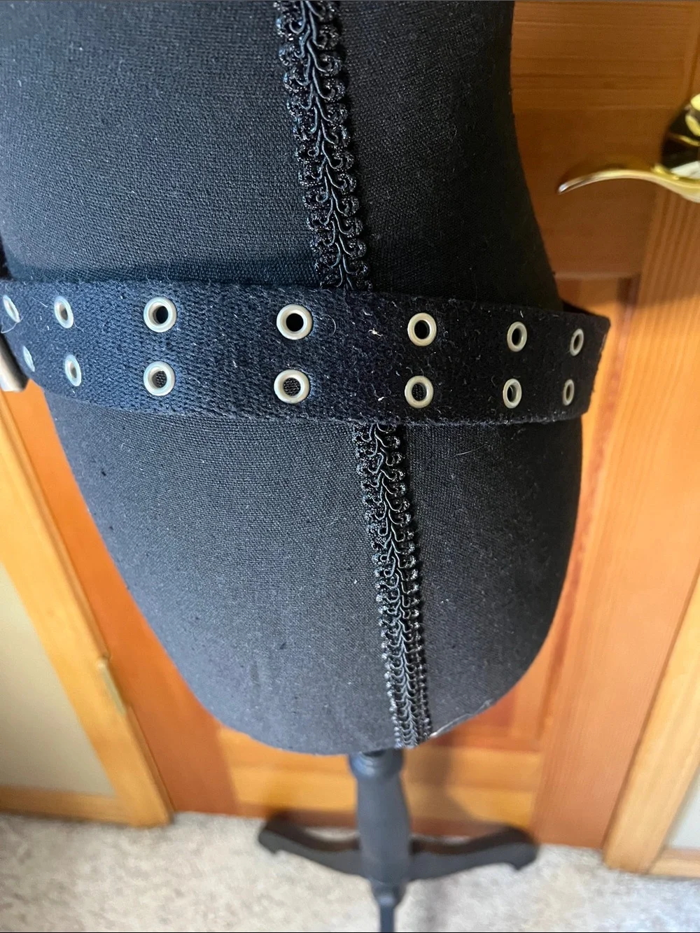 Black Double-Prong Grommet Waist Belt